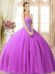 Sleeveless Lace Up Floor Length Beading Sweet 16 Dress