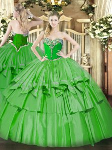 Nice Floor Length Ball Gowns Sleeveless Green Sweet 16 Quinceanera Dress Lace Up