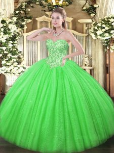 Elegant Tulle Sleeveless Floor Length Vestidos de Quinceanera and Appliques