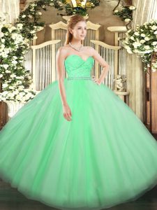 Noble Sleeveless Beading and Lace Zipper Ball Gown Prom Dress