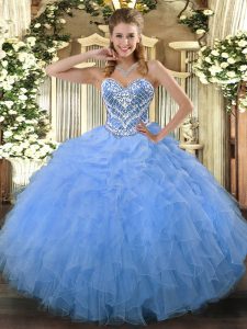 Beautiful Sleeveless Beading and Ruffles Side Zipper 15th Birthday Dress