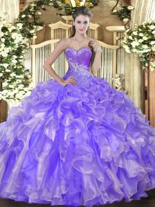 Floor Length Ball Gowns Sleeveless Lavender Quinceanera Dress Lace Up