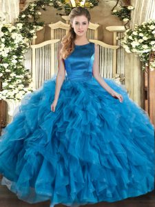 High Quality Sleeveless Lace Up Floor Length Ruffles Ball Gown Prom Dress