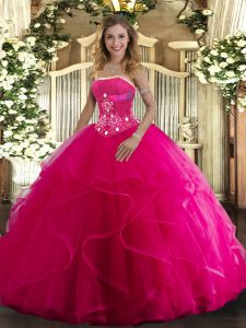 Spectacular Sleeveless Beading and Ruffles Lace Up Ball Gown Prom Dress