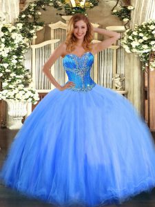 Sleeveless Beading Lace Up Quince Ball Gowns