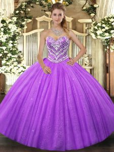 Traditional Floor Length Lavender Vestidos de Quinceanera Sweetheart Sleeveless Lace Up