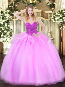 Smart Floor Length Baby Pink Sweet 16 Quinceanera Dress Sweetheart Sleeveless Lace Up