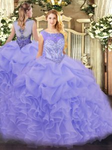 Zipper Vestidos de Quinceanera Lavender for Sweet 16 and Quinceanera with Beading and Ruffles