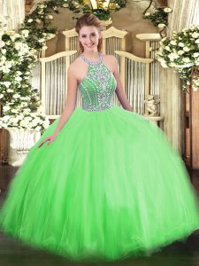 Superior Lace Up Vestidos de Quinceanera Beading Sleeveless Floor Length