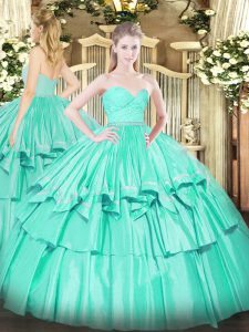 Fitting Organza Sleeveless Floor Length Quinceanera Dress and Beading and Lace and Ruffled Layers