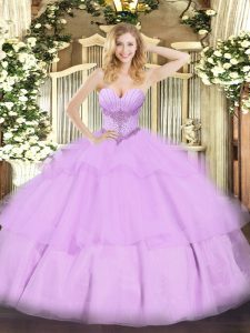 Cheap Sweetheart Sleeveless Lace Up Quinceanera Gown Lavender Tulle