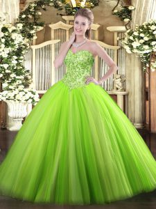 Sophisticated Sleeveless Lace Up Floor Length Appliques Quinceanera Dresses