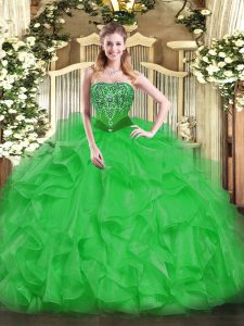 Noble Floor Length Ball Gowns Sleeveless Green Ball Gown Prom Dress Lace Up