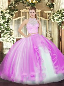 Fantastic Scoop Sleeveless Tulle Quinceanera Dress Lace and Ruffles Zipper