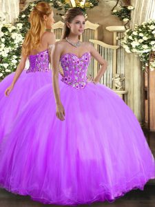 Colorful Lavender Sleeveless Embroidery Floor Length Sweet 16 Dresses