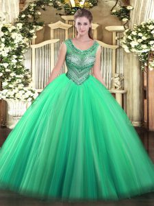 Smart Floor Length Ball Gowns Sleeveless Turquoise Sweet 16 Dresses Lace Up