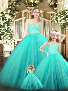 Beauteous Sleeveless Zipper Floor Length Beading and Lace Quinceanera Gown