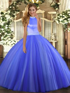 Halter Top Sleeveless Tulle Sweet 16 Dress Beading Backless