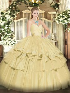 Gorgeous Floor Length Ball Gowns Sleeveless Champagne Ball Gown Prom Dress Lace Up