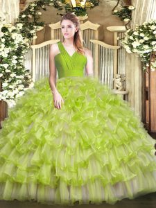 New Arrival Floor Length Ball Gowns Sleeveless Yellow Green Quinceanera Gown Zipper