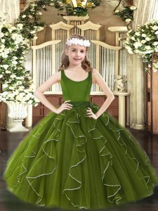 Enchanting Organza Sleeveless Floor Length Little Girls Pageant Dress Wholesale and Beading and Ruffles