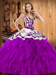 Floor Length Ball Gowns Sleeveless Eggplant Purple Sweet 16 Dresses Lace Up