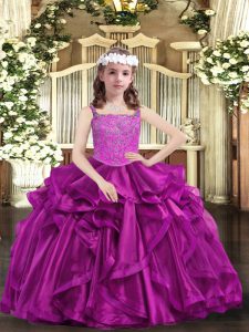 Admirable Sleeveless Beading and Ruffles Lace Up Little Girl Pageant Dress