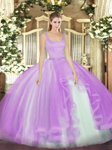 Comfortable Straps Sleeveless Zipper Sweet 16 Dresses Lavender Tulle