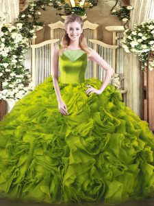 Shining Fabric With Rolling Flowers Sleeveless Floor Length Sweet 16 Quinceanera Dress and Beading