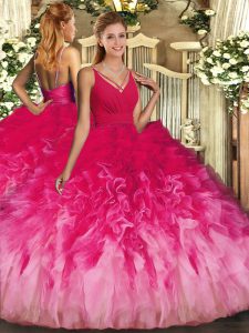 Sleeveless Beading and Ruffles Backless Vestidos de Quinceanera