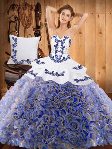 Multi-color Sleeveless Sweep Train Embroidery With Train Quinceanera Dress