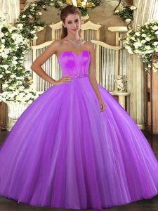 New Arrival Eggplant Purple Lace Up Sweetheart Beading Quinceanera Gown Tulle Sleeveless