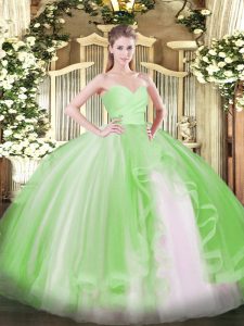 Pretty Tulle Lace Up Quinceanera Dresses Sleeveless Floor Length Ruffles