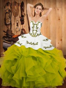 Fabulous Sleeveless Lace Up Floor Length Embroidery and Ruffles Sweet 16 Quinceanera Dress