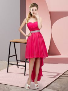 Super Sleeveless Lace Up High Low Beading Damas Dress