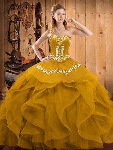 Stylish Sleeveless Embroidery and Ruffles Lace Up Vestidos de Quinceanera