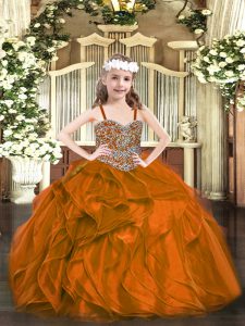 Sleeveless Beading and Ruffles Lace Up Pageant Dresses