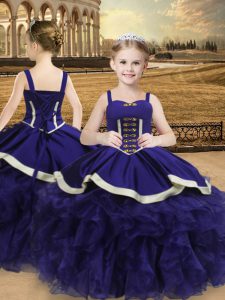 Best Purple Straps Neckline Beading and Ruffles Little Girls Pageant Dress Wholesale Sleeveless Lace Up