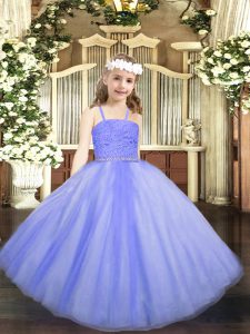 On Sale Tulle Sleeveless Floor Length Kids Pageant Dress and Beading and Lace