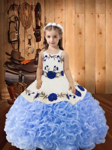 Superior Sleeveless Lace Up Floor Length Embroidery and Ruffles Pageant Dress Womens