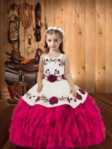 Sleeveless Embroidery and Ruffles Lace Up Pageant Dress Womens