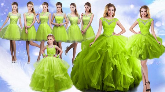 Extravagant Sleeveless Floor Length Beading and Ruffles Lace Up Vestidos de Quinceanera with