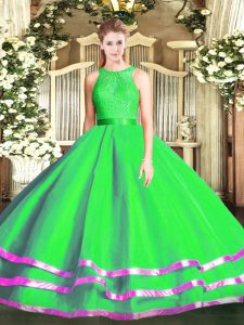 Lace Quinceanera Dresses Green Zipper Sleeveless Floor Length