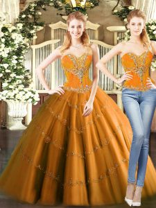 Orange Red Tulle Lace Up Sweetheart Sleeveless Mini Length Sweet 16 Quinceanera Dress Beading