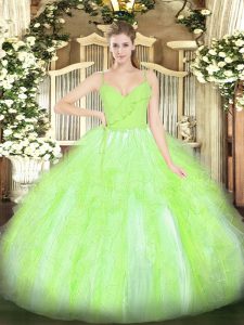 Organza Sleeveless Floor Length Sweet 16 Quinceanera Dress and Ruffles