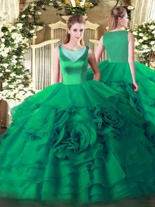 Floor Length Ball Gowns Sleeveless Turquoise Sweet 16 Quinceanera Dress Side Zipper