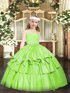 Organza Zipper Kids Pageant Dress Sleeveless Floor Length Beading and Lace