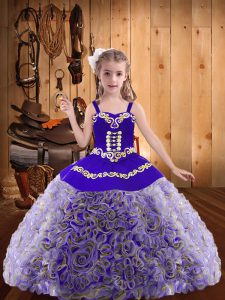 Beauteous Floor Length Multi-color Pageant Dresses Straps Sleeveless Lace Up