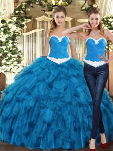 Dynamic Tulle Sleeveless Floor Length Quinceanera Dresses and Ruffles