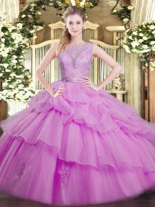 Sleeveless Lace and Ruffled Layers Backless Quinceanera Dresses